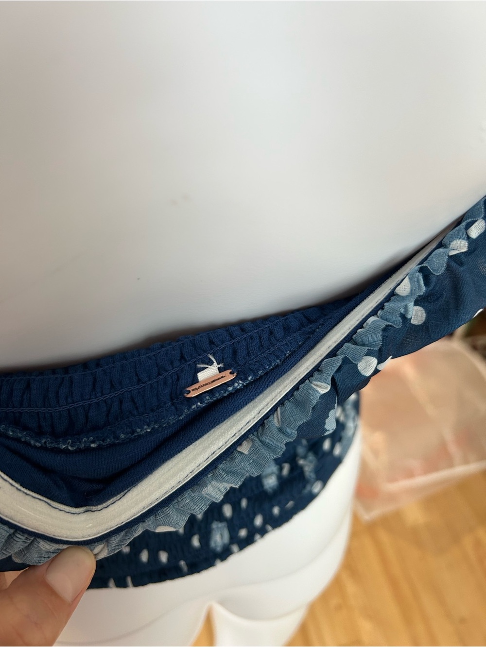 Navy Blue Polka Tube Top - Picture 4 of 4